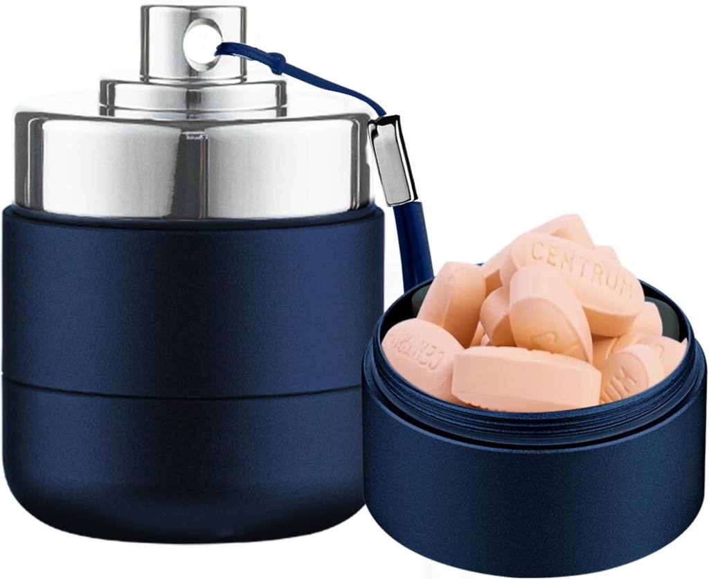 Organizador de píldoras metálicas, Caja de píldoras diarias impermeables para agua AM, Contenedor de caja de gran aluminio 2 veces al día, organizador de vitaminas, organizador diario de medicina para vitaminas, aceite de pescado, suplemento