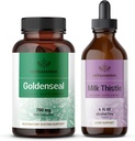 HerbAMAMA Goldenseal and Milk Thistle Kit - Bundle of 700 mg Goldenseal Root Capsules and Milk Thistle Tincture 2 fl oz - Vegan, Non-GMO, Sugar &amp; Alcohol-Free - 2 Pack