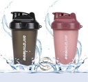 2 PACK Shaker Bottle Holds up to 17oz, Blending Ball Whisk, Portable Pre Workout Protein Drink Cup, Mixes Cocktails Smoothies Shakes, BPA Gratis &amp; Dishwasher Safe Black/Pink