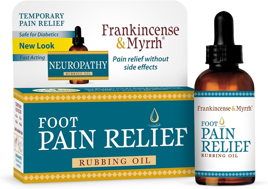 Frankincense &amp; Myrrh Soothing Nerve Relief Rubbing Oil, Neuropathy Pain Relief for Hands & Feet - with Menthol and Frankincense Essential Oils, 2 Fl. Oz. Maximum Strength for Foot