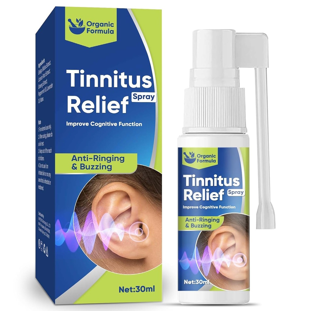 Tinnitus Relief for Ringing Ears, Tinnitus Relief Ear Drops, Natural Tinnitus Rëliëf Spray, Reduce el ruido del oído " Mejora el oído, 30 ml