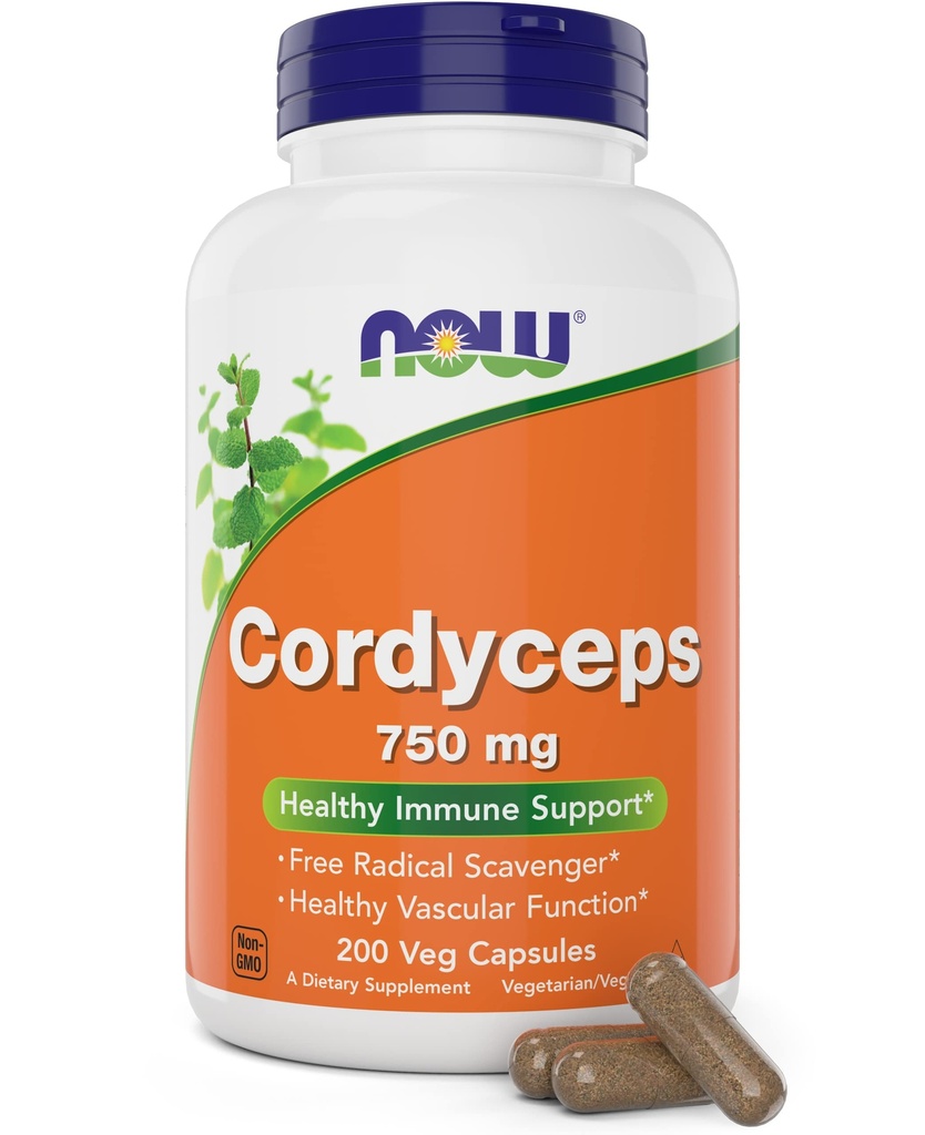 AHORA Foods Cordyceps 750mg 200 Veg Caps - Organic Cordycep Sinensis Mycelium Mushroom in Non-Organic Capsules - Vegan, Non-GMO