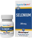 Fuente Superior Selenium 200 mcg - Apoyo a la Salud Inmune Suplemento - Tablas de Selenomethionina Ayuda Función de glándulas tiroideas - Suplementos Apoyo Reciclaje de vitamina E - 60 Tablas de disuelve instantánea
