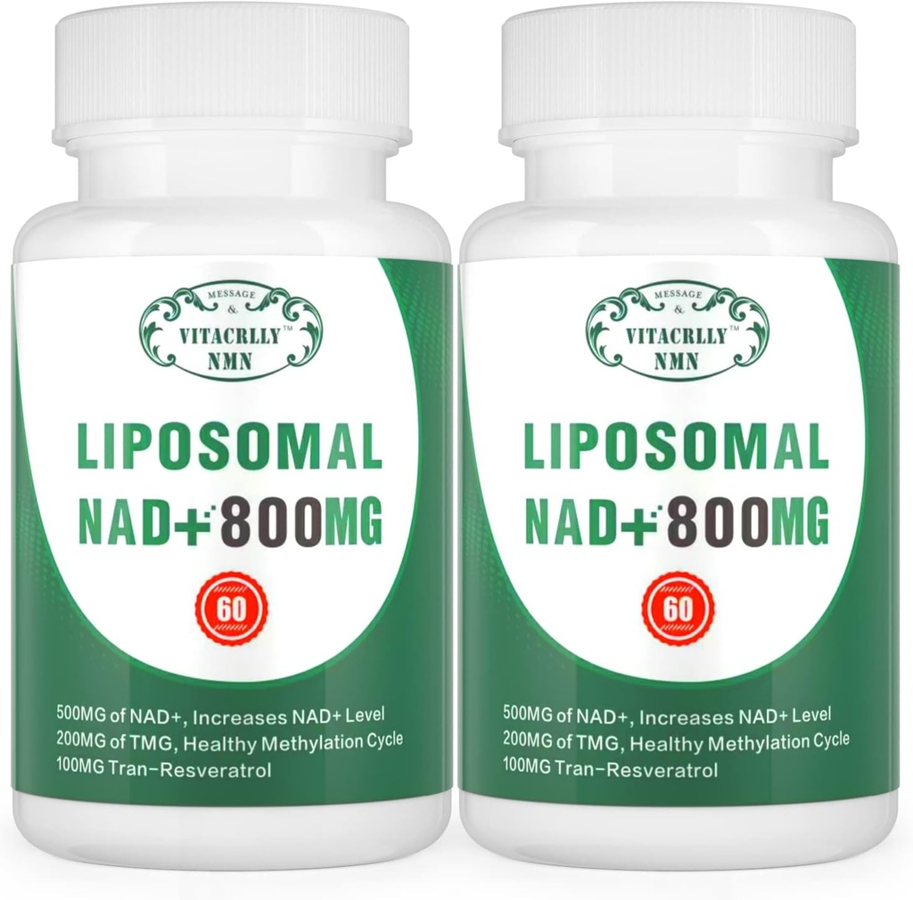 NAD+ Suplemento Liposomal NAD+ Plus 800MG Nicotinamide Riboside Alternative for Cell Energy, Healthy Aging and Muscle Repair 120 Capsules(Pack of 2)