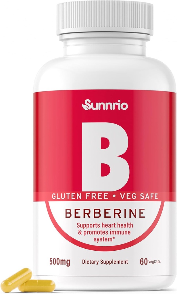 Berberine HCL 500mg - Apoya el metabolismo saludable, el corazón y el sistema inmunológico* - No Gluten-Free, Vegeterian Safe - 60 cápsulas