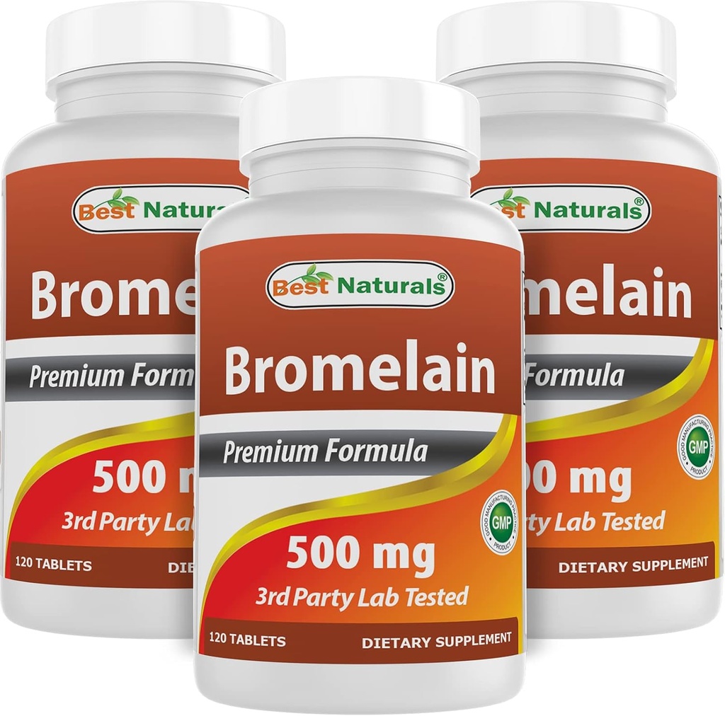 Mejores Naturales Bromelain 500mg 120 Tabletas (120 Cuenta (Pack of 3))