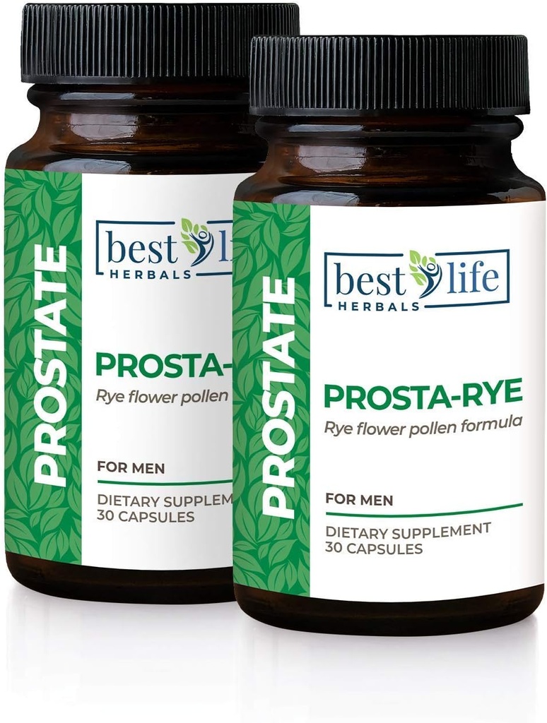 Best Life Herbals Prosta-Rye - Suplemento Prostata Natural para Hombres Experimentando una Prostata Ampliada, Urination Frequent, Overactive Bladder - 2 Botellas, 60 cápsulas