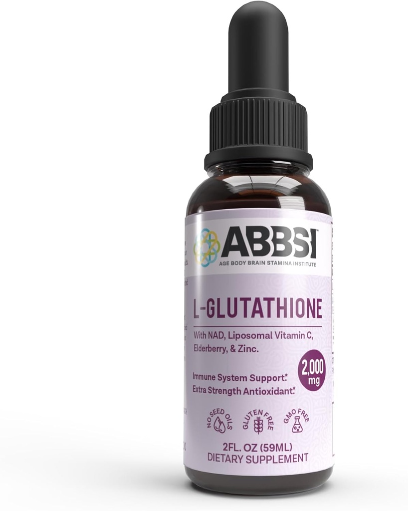 Liposomal Glutathione Liquid with NAD & Elderberry for Immune Support - 2000MG - Ausorción mejorada - No de aceite de semilla - Antioxidante poderoso - No GMO, Vegan, Sin gluten - 2 fl oz