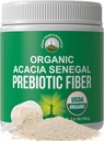 Acacia orgánica Senegal Powder de fibra prebiótica. Unflavored USDA Organic Plant Based Soluble Vegan Prebiotics Gut Health Supplement with Digestive Enzymes. HSA + FSA Lista única de vitaminas elegibles Aprobado