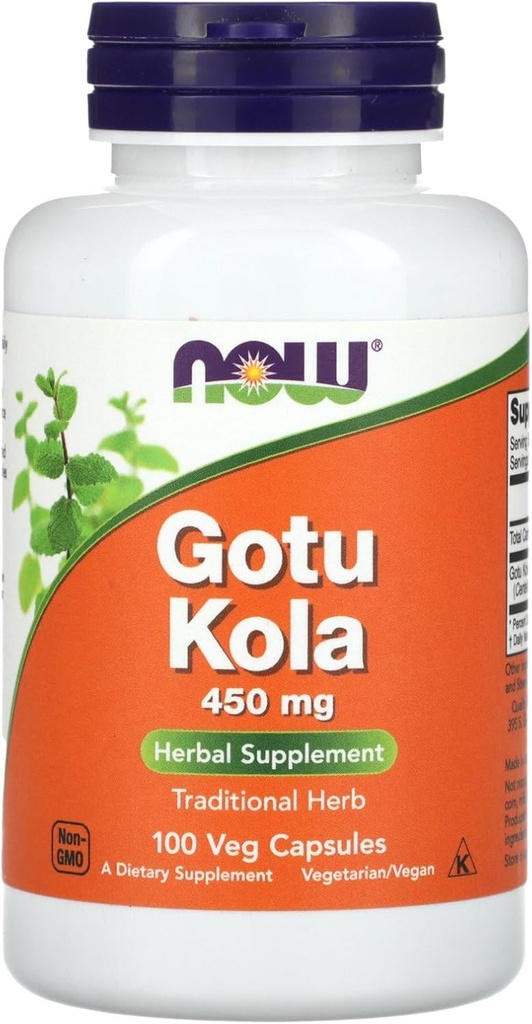 AHORA Alimentos Gotu Kola, 450 mg, 100 cápsulas de verduras