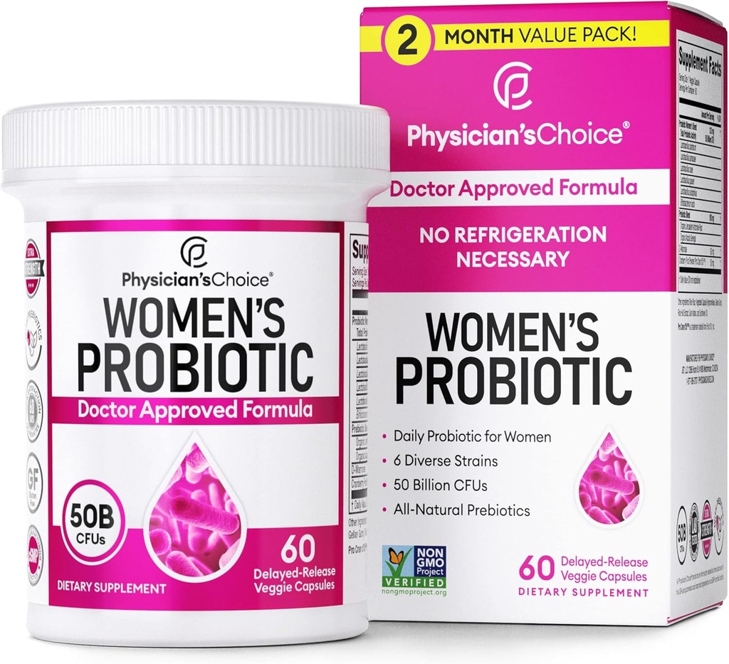 yhn Mujeres Probióticas 50 Billones CFU Capsules, suplemento probiótico para Mujeres con 50 Billones CFUs Plus Ingredientes clínicamente Probadas,60 Ct.
