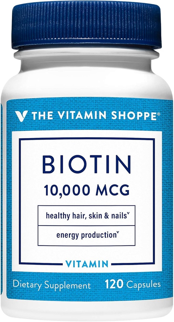 La vitamina Shoppe Biotin 1000MCG, Nutrient Metabolism Support for Healthy Vibrant Hair, Healthy Skin & Strong Nails, Energy Production (120 capsules)