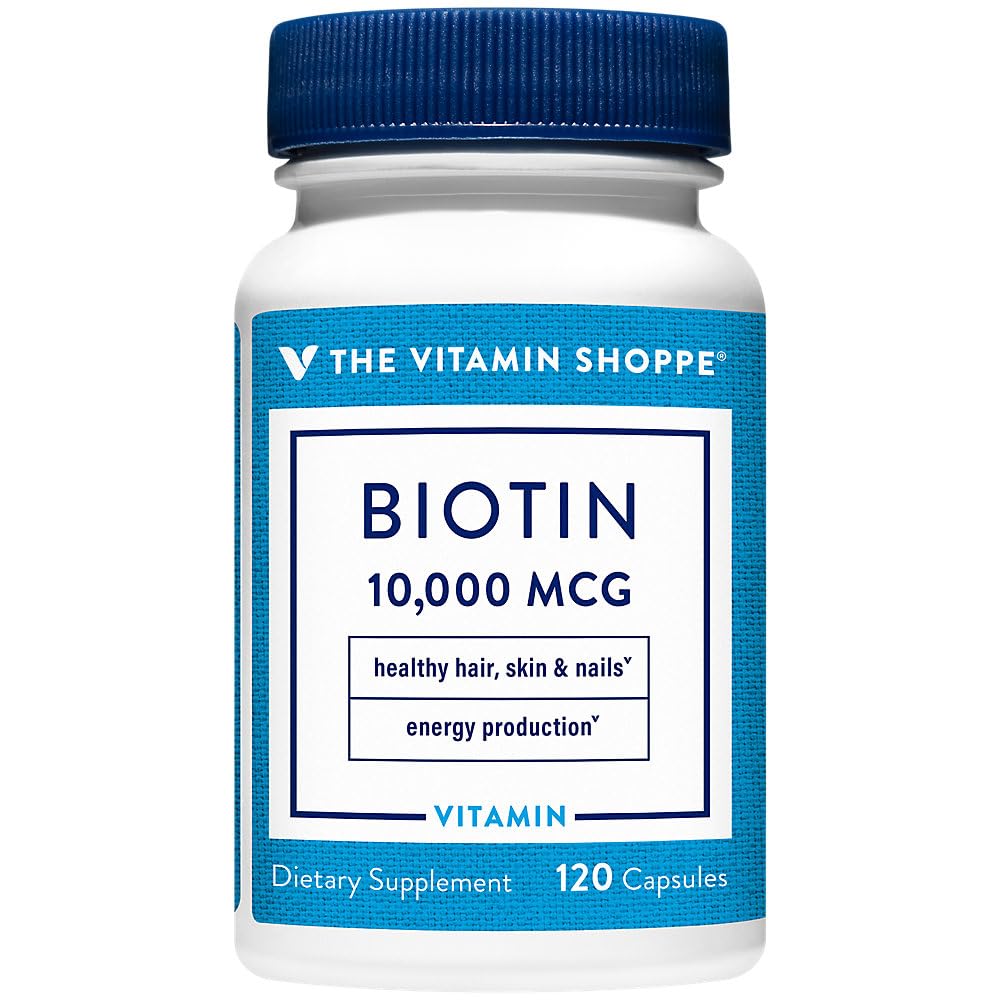 La vitamina Shoppe Biotin 1000MCG, Nutrient Metabolism Support for Healthy Vibrant Hair, Healthy Skin & Strong Nails, Energy Production (120 capsules)