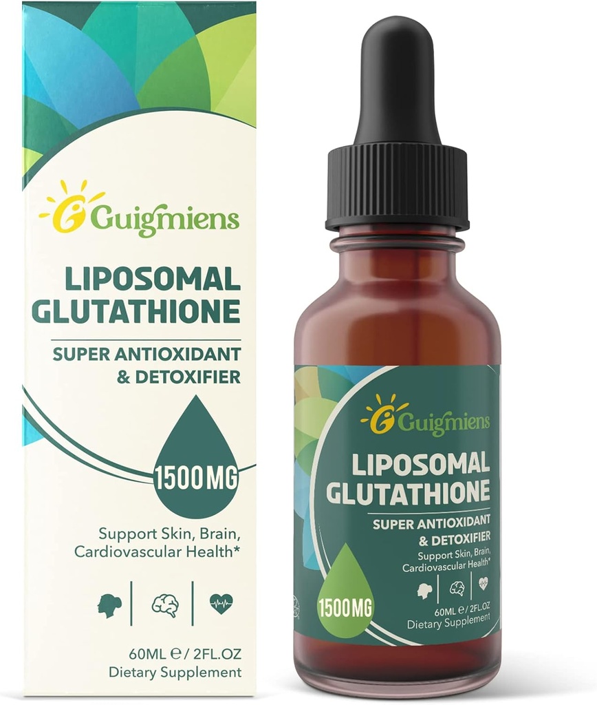Liposomal Glutathione 1500 MG, Absorción superior, Glutatión líquido suplemento, potente antioxidante, hígado Detox, inmune Enhancer, libre de soja, no GMO, Vegan " Gluten Free, 2.02 fl.oz
