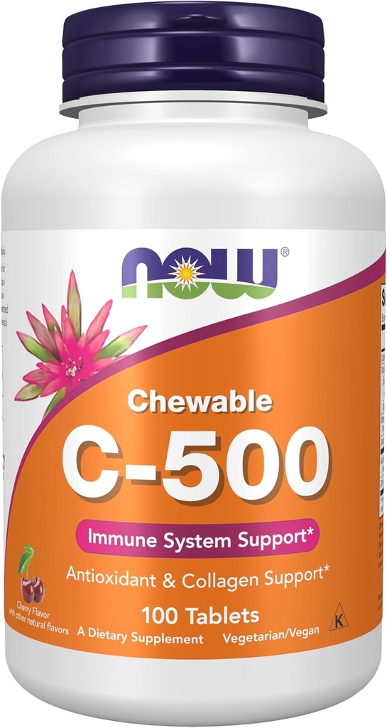AHORA Suplementos, Vitamina C-500, Protección Antioxidante*, Cherry Flavor, 100 Chewable Lozenges