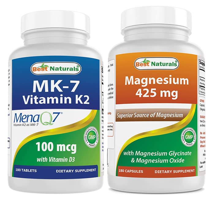 Best Naturals Vitamin K2 (MK7) with D3 & Magnesium Glycinate 425 mg