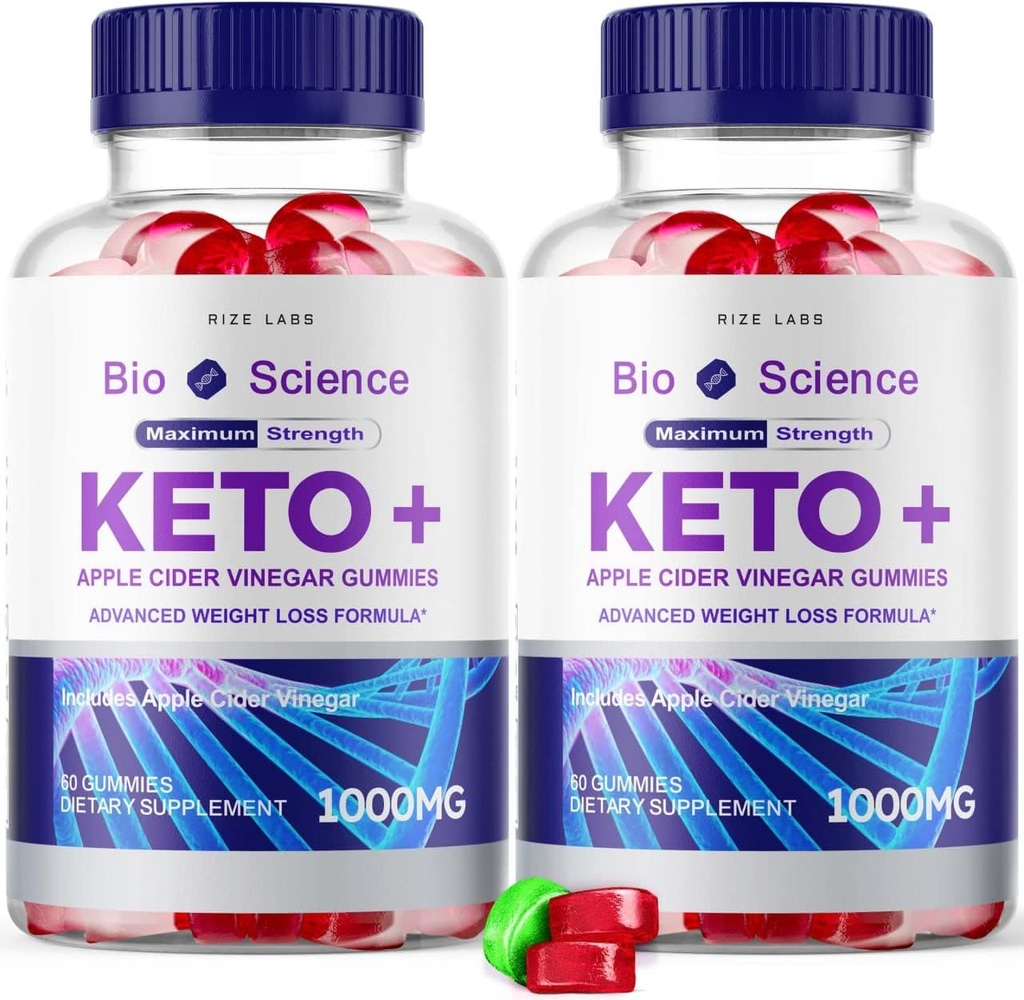 rize labs - Bio Science Keto Plus Gummies for Weight Loss, Extra Strength, Advanced Formula Includes Apple Cider Vinegar Gummies (120 Gummies) (Pack of 2)