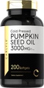 Carlyle Pumpkin Seed Oil Capsules TEN 3000mg ANTE 200 Softgels TENIENTES Ácidos grasos esenciales TENIDO Frío Presionado Suplemento dietético No GMO y Fórmula Libre Gluten
