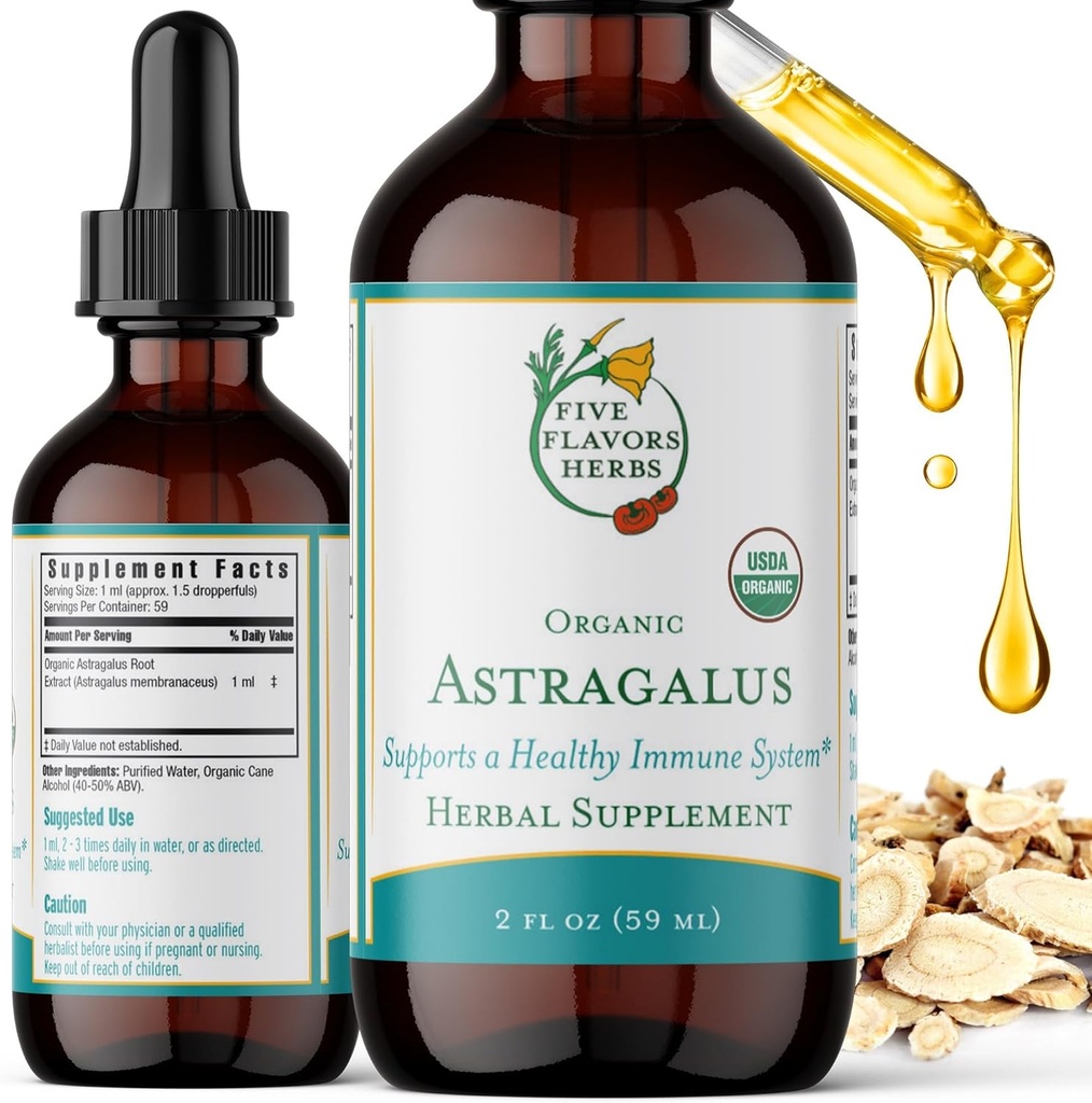 Astragalus Tincture - Apoyo al Sistema Inmunitario, Apoyo Respiratorio, Apoyo al Sistema Digestivo, Maca, Suplemento Herbal - 2 Fl Oz