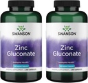Swanson Zinc Gluconate - Mineral Supplement Promoting Prostate Health, Vision Health, & Immune Support - Gluconate Form for Optimal Absorption - (250 Capsules, 50mg Each) (2 Pack)