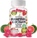 Magnesio Glycinate Gummies 2500mg - Suplemento de Potasio de Magnesio Libre de Azúcar con Vitamina D, B6, CoQ10 para calma Mood &amp; Sleep Support - 90 Watermelon Gummies