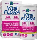 Planeta Vital - Probióticos de Flora Vital para Mujeres 60 Billones CFU, Strains Diversos, Probiótico Estable de Estante Diario con Prebióticos Orgánicos, para Apoyo Vaginal, Salud Inmune y Digestiva 30 cápsulas