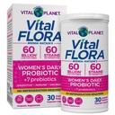 Planeta Vital - Probióticos de Flora Vital para Mujeres 60 Billones CFU, Strains Diversos, Probiótico Estable de Estante Diario con Prebióticos Orgánicos, para Apoyo Vaginal, Salud Inmune y Digestiva 30 cápsulas