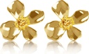 14K Oro plateado 925 Pendientes de flores de plata de ley