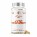 Genius Brand Genius Glucomannan - Glucomannan Capsules for Digestive Health, Energy &amp; Satiety Support - Natural Fiber for Stomach Comfort - Non-GMO & Vegan - 180 Veggie Capsules