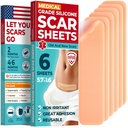 Sábanas de silicona de grado médico - 6pk (5.7”x1.6”) - Diferencia visible en las marcas quirúrgicas de silicona de silicona resistente a la sección C - Fajas de silicona fáciles de usar