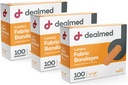 Bandajes de Adhesivo Flexible de Tejido Accionado – 100 Conde (3 Pack) Bandajes con Pad No-Stick, Latex Free, Cuidado de Heridas para el Kit de primeros auxilios, 3" x 3/4"