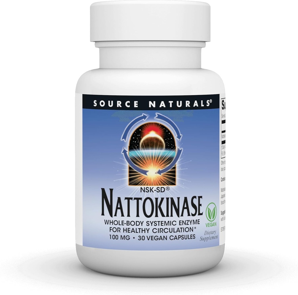 Fuente Naturales NSK-SD Nattokinase, Enzima sitémica del cuerpo entero para la circulación sana*, 100 mg, 30 cápsulas veganas