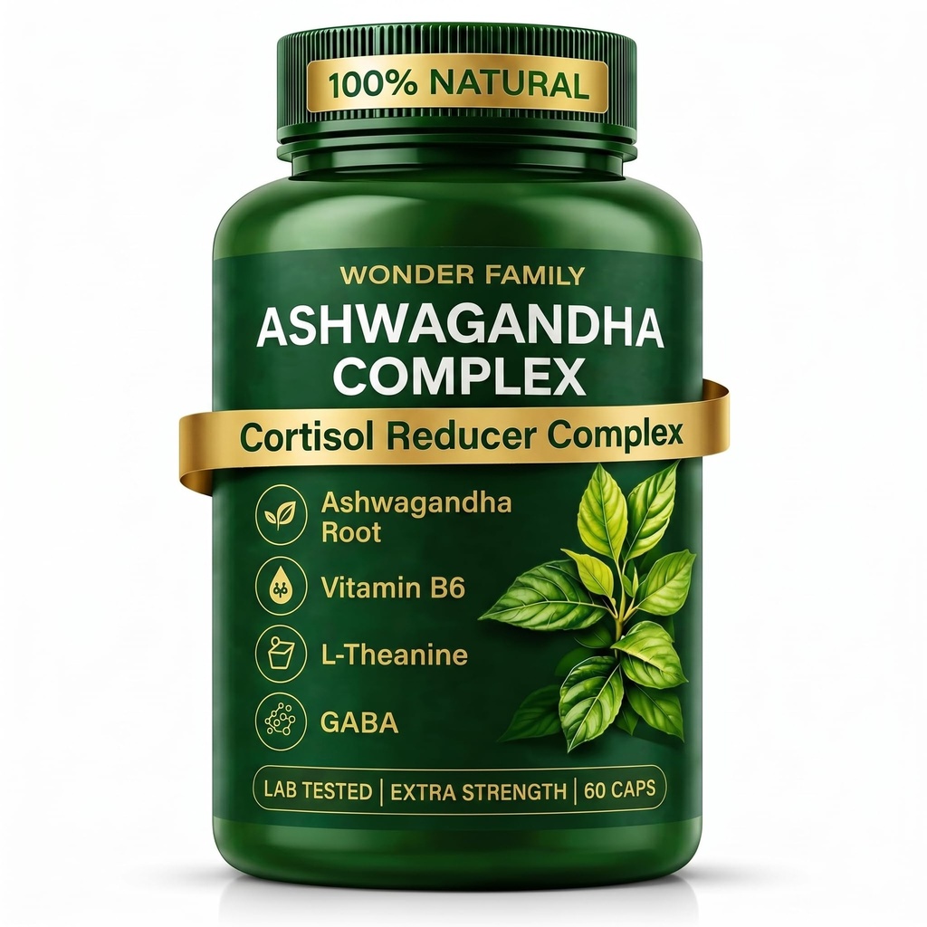 Complejo de Ashwagandha 800mg con GABA, L-Theanine &amp; B6 – Soporte Adaptogénico para calma, enfoque " – 60 cápsulas – más fuerte que 600 mg - No GMO, libre de gluten