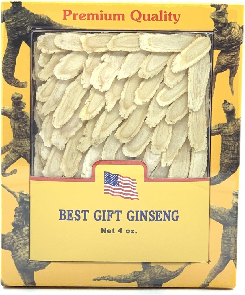 Grado A+ Mano Selecto American Ginseng Slice Medium 4oz Recuadro 1