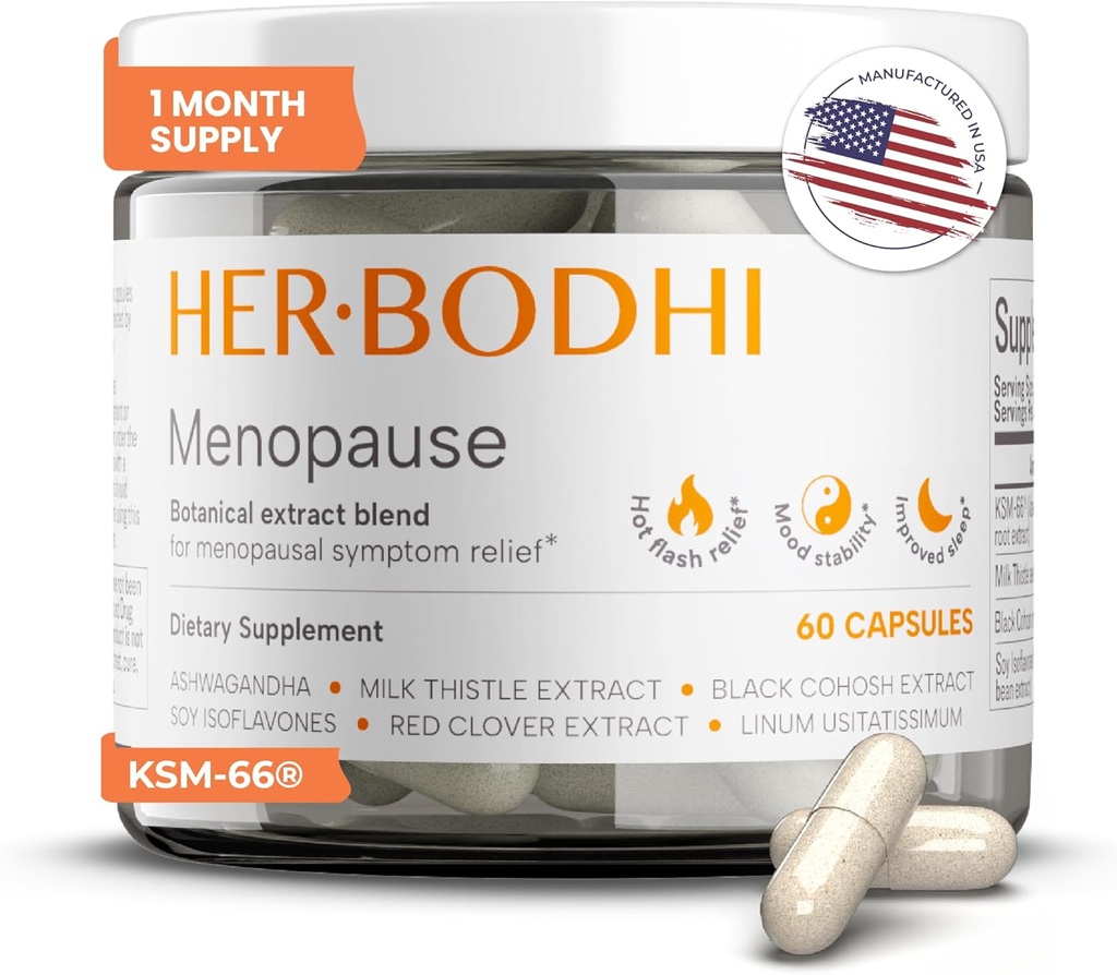 Menopause Hormonal Balance for Women, Estrogen Soy Isoflavones Menopause Supplement for Women, Holy Basil, Ashwagandha, Black Cohosh Hot Flashes Menopause Relief (60 Capsules)