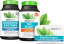 Zenwise Health Bliss Bundle Digestive Enzymes + No Bloat + Free Travel Tin - pre y post Meal Digestive Routine con enzimas y probióticos para la digestión