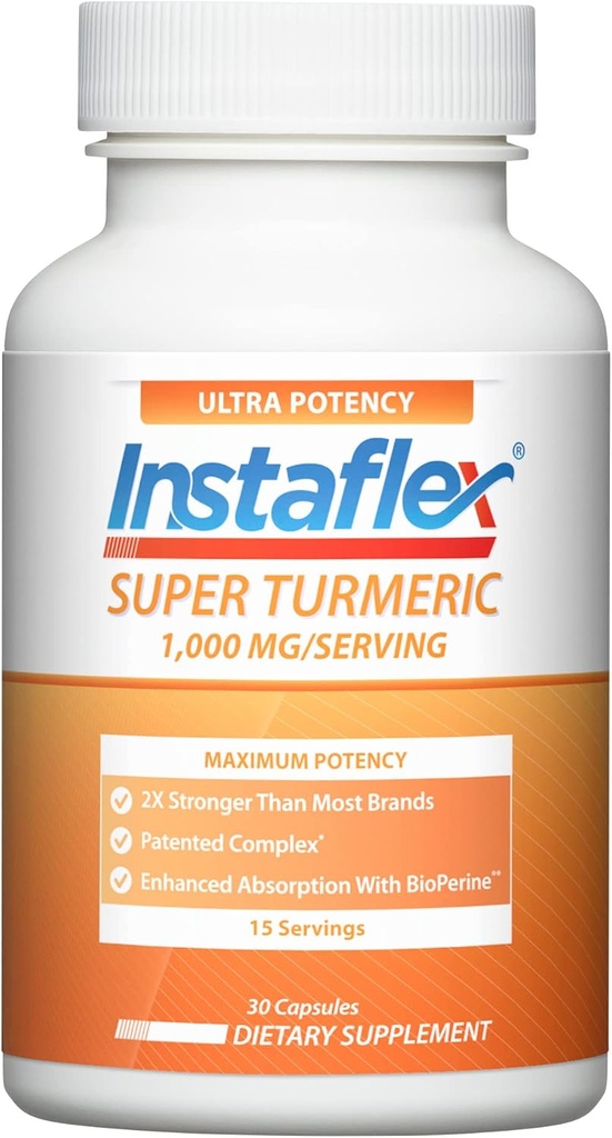 Instaflex Super Turmeric - 1000mg Curcumin Turmeric con BioPerine, Black Pepper Extract, 95% Curcuminoides, 30 Conde