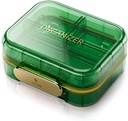 Organizador de píldoras de viaje portátil con 7 departamentos - Caja de píldoras impermeable semanal perfecta para vitaminas y medicinas diarias, pequeña contenedor de píldoras para el bolso de bolsillo (verde)