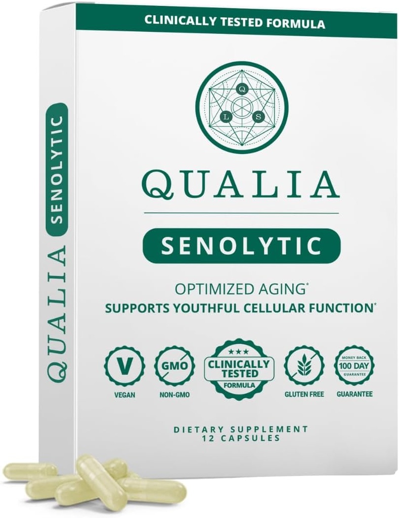 QUALIA LIFE SCIENCES Senolytic Supplement, Fisetin, Quercetin, Piperlongumin & More, Aging Supplement - Supports Optimal Cell Repair & Rejuvenation, Naturally Eliminate Zombie Cells, 1 Month Supply