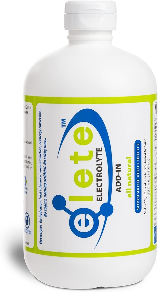 elete Electrolyte Add-in Hydration Drops ¦ Sodium, Magnesium, Potassium & Trace Minerals ← Desarrollado, Todo Natural Silencioso Legislativo y Muscle Cramp Relief ← Transformar cualquier bebida en una bebida deportiva, 18.6oz