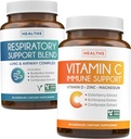 Respiratory & Vitamin C (1-Month Supply) Breath Easy Bundle - Respiratory Support Deep Lung Cleanse for Airway Health (60 Caps) & Vitamin C Immune Support Supplement - Immunity Boost Blend (60 Caps)