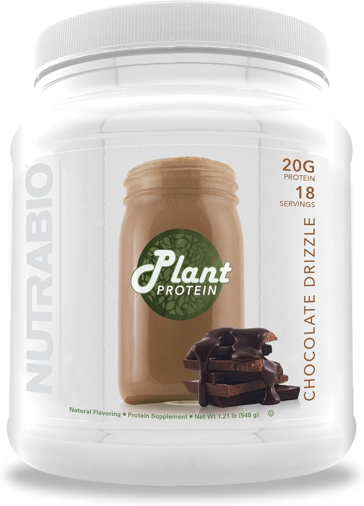 NutraBio Plant Protein Powder – Vegan Protein Powder – 20G de Proteína por Scoop – Orgánica, Lactosa Gratis y Dairy Free- Chocolate Drizzle 18 Servimientos