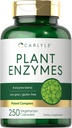 Carlyle Plant Enzymes with Protease, Papain, Lactase and Bromelain  250 Capsules ← Multi Enzyme Blend ← Non-GMO &amp; Gluten Free Supplement