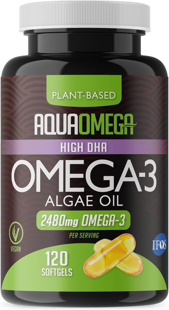 Ultimate Strength Plant Based Omega 3 Suplemento, Vegan Omega 3 Suplemento, Orgánica Omega3 Fatty Acids EPA & DHA Suplementos de Cold Pressed Algae Oil, Omega3 Algae Based Suplementos, 120 Softgels
