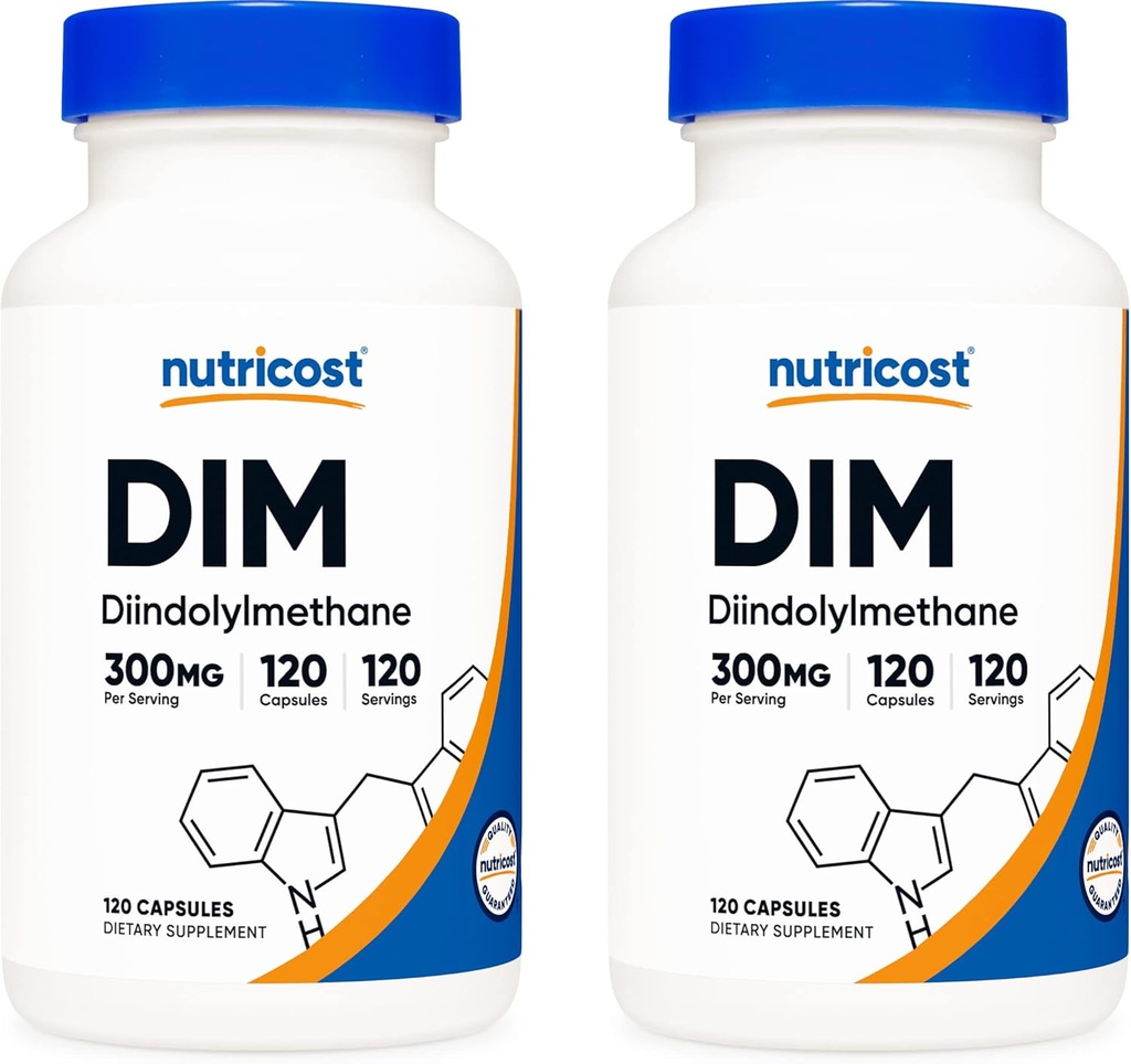 Nutricost DIM (Diindolylmetano) 300mg, 120 cápsulas con BioPerine (2 botellas)