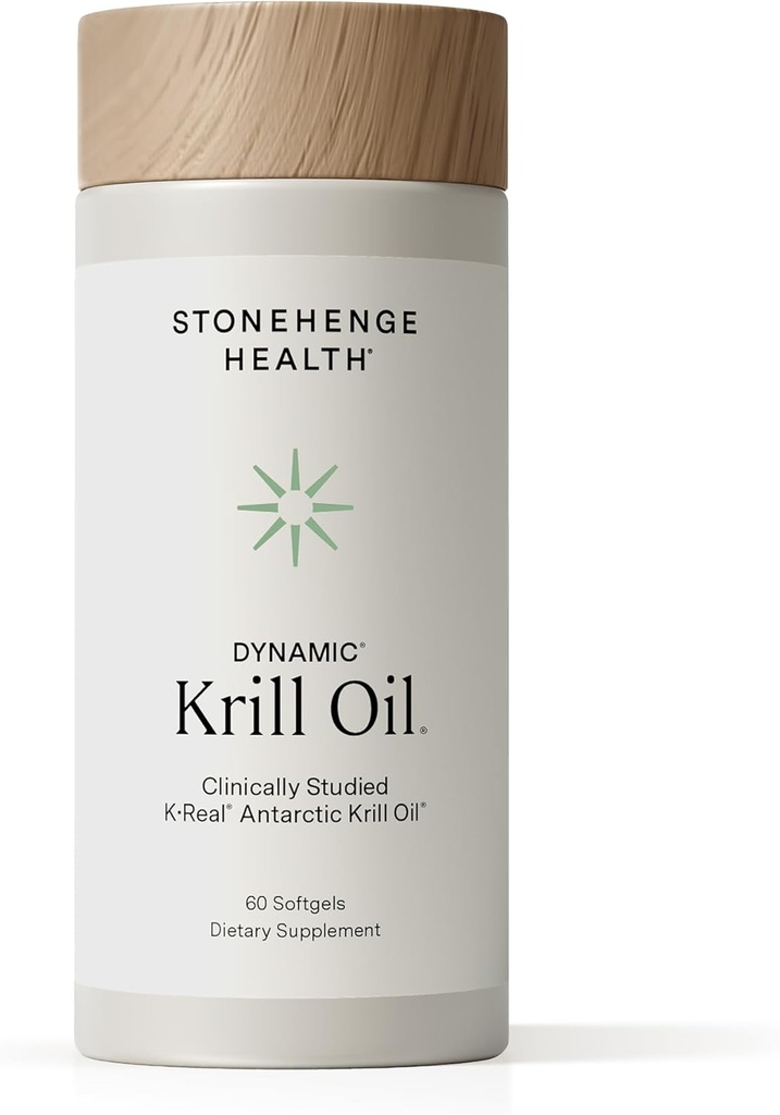 Stonehenge Health Dynamic Krill Oil 1600mg – Triple Strength Antártico Omega-3 Suplemento con EPA, DHA, Phospholipids & 2mg Astaxanthin – Apoya Corazón, Cerebro, Esquía, Salud Ocular Conjunta – 60 Softgels