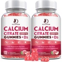 (2 Pack) Citrato de calcio 1200 mg con vitamina D3 Suplementos Gummies para Hombres de Mujeres, Gummies de Calcio con Vitamina D3 K2, Alta Absorción para Musculo de Hueso Healthy- Peach Flavor- 60 Day Supply