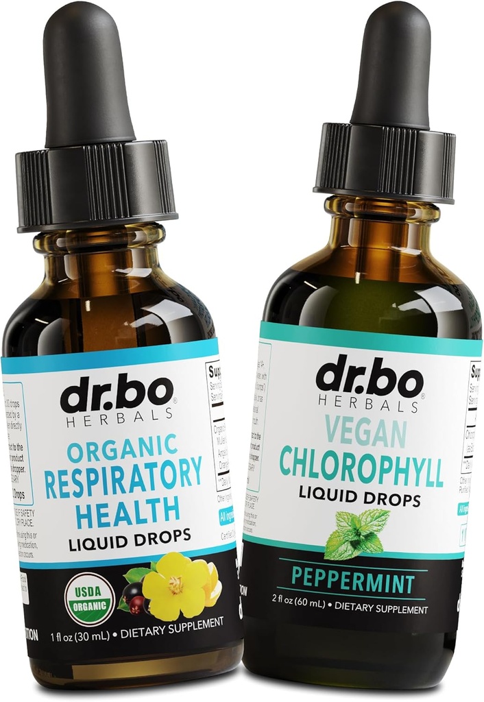 Lung Detox Respiratory Health Drops " Chlorophyll Liquid - Organic Respiratory Supplements Herbal Lung Cleanse Mullein for Lungs Bronchial Support - Chlorophyll Drops Odor Cleanse Internal Deodorant