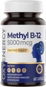 OxyEnergy Methyl Vitamin B12 5000mcg, Extra Strength Methylcobalamin B-12 Suplementos con Folate, Support Nerves, Energy Metabolism & Cognitive,60 Capsules