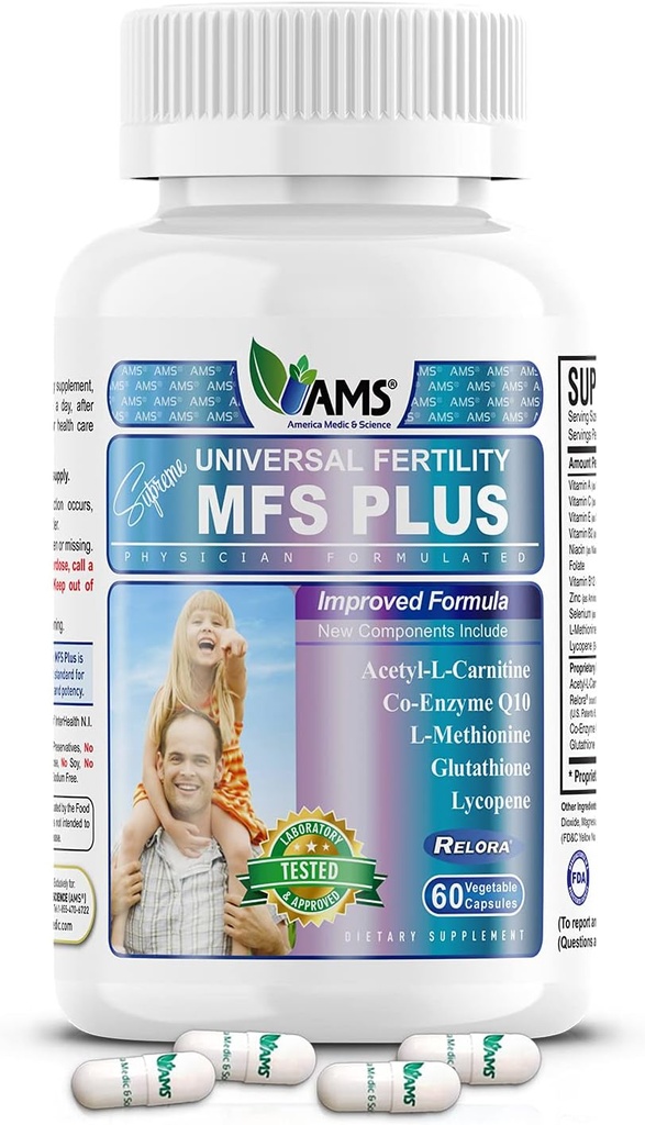 Estados Unidos Medic &amp; Science MFS Plus Fertilidad Suplementos para Hombres (60 cápsulas) Conde de espermatozoides Booster, apoya la Motilidad  durable Preconcepción Natural Vitaminas, Ayuda Reproductiva, con Zinc, CoQ10